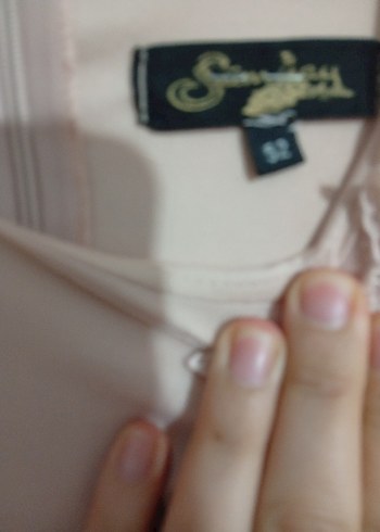 Bej Dantel Detaylı Uzun Kollu Abiye Elbise - Görsel 2