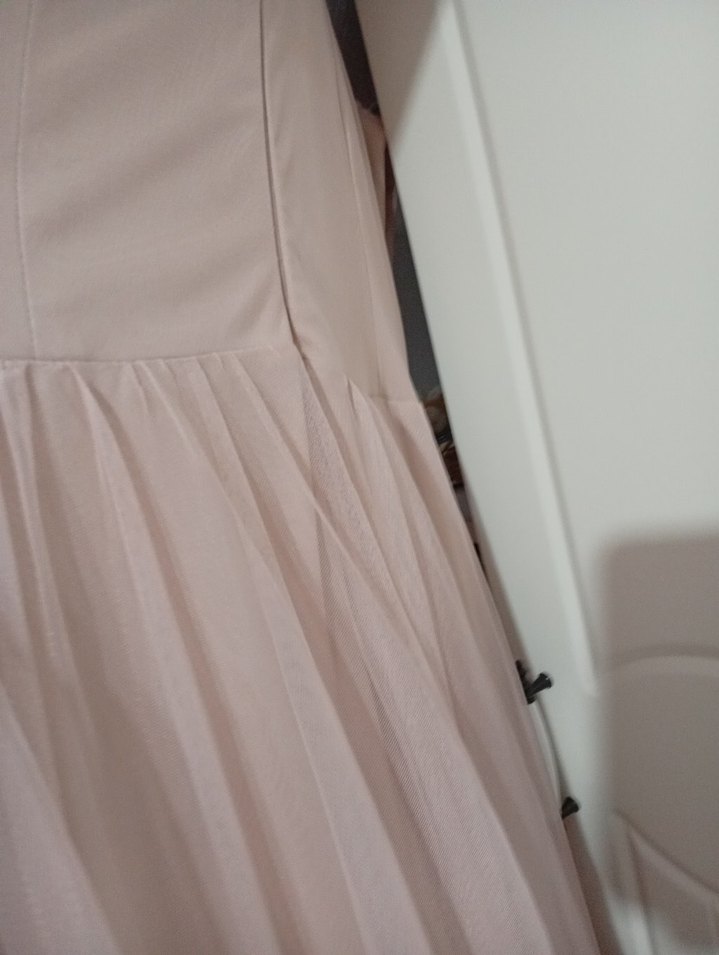 Bej Dantel Detaylı Uzun Kollu Abiye Elbise - Görsel 3