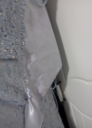 Gri Dantel Kadın Uzun Abiye Elbise - Görsel 4