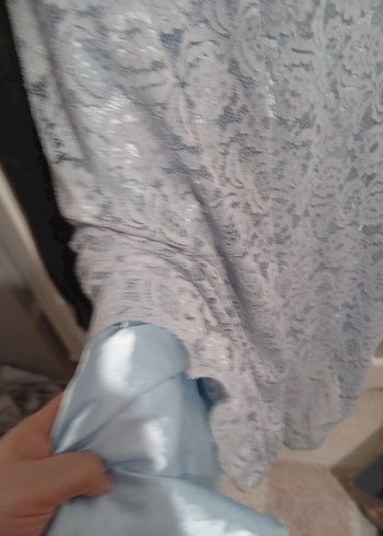 Gri Dantel Kadın Uzun Abiye Elbise - Görsel 2