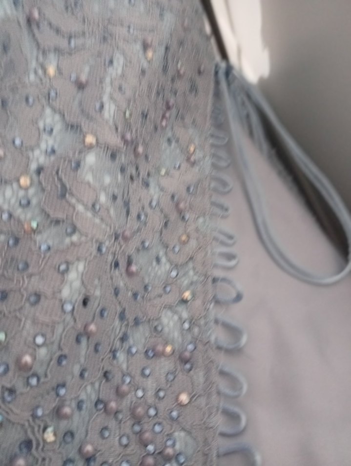 Gri Dantel Kadın Uzun Abiye Elbise - Görsel 5