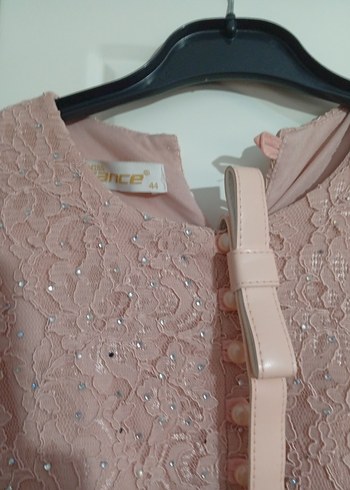 Vintage Düğmeli Pembe Uzun Abiye Elbise - Görsel 3