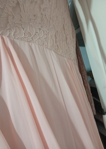 Vintage Düğmeli Pembe Uzun Abiye Elbise - Görsel 4