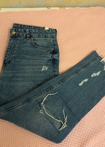 Diğer Kadın Mavi Rahat Kesim Midi Kot Pantolon