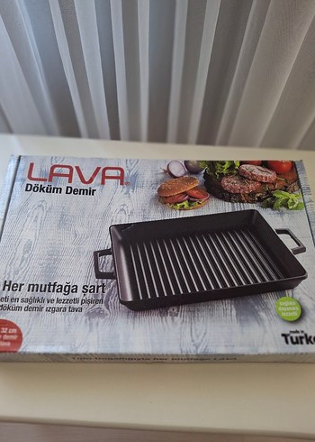 LAVA Döküm Demir Izgara Tava Siyah