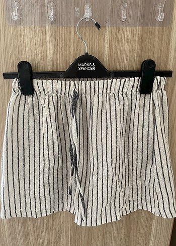 s Beden Düğmeli Bej Çizgili Keten Takım