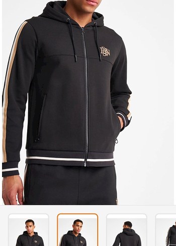 Erkek Siyah Fermuarlı Kapüşonlu Sweatshirt - Görsel 2