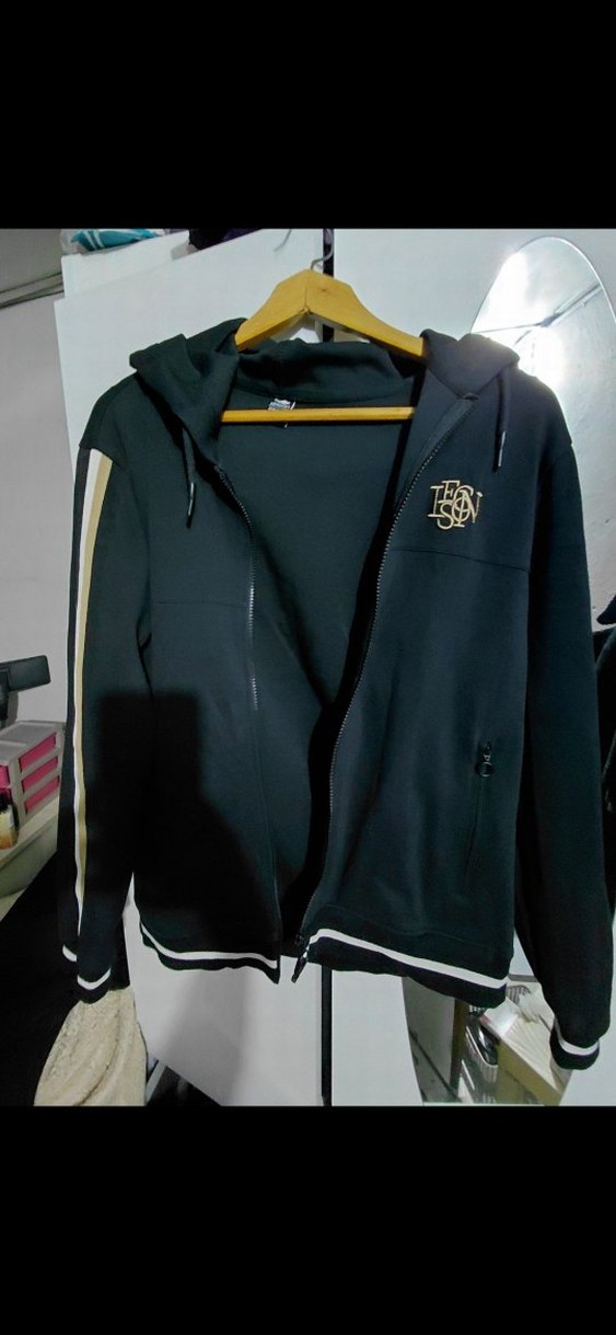 Erkek Siyah Fermuarlı Kapüşonlu Sweatshirt - Görsel 4