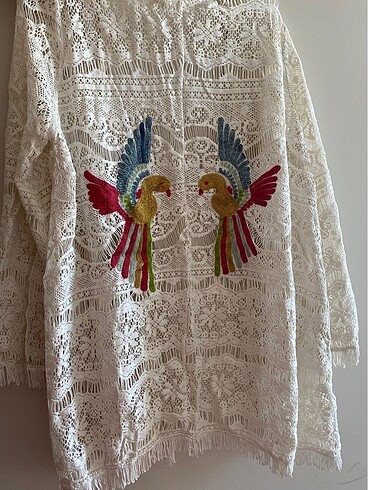 36 Beden beyaz Renk PENTİ PLAJ KAFTAN