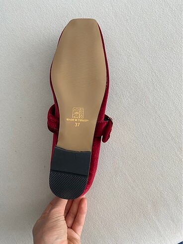 37 Beden bordo Renk NİŞANTAŞI SHOES KIRMIZI KADİFE BABET
