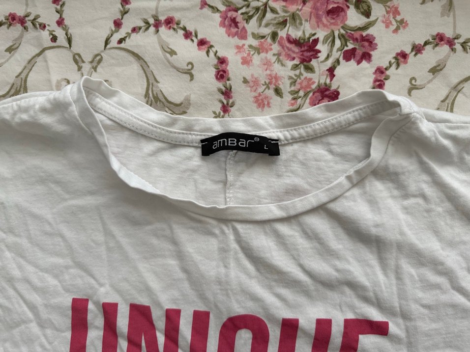 Beyaz, Kısa Kollu, Rahat Kesim Kadın Tişört - Görsel 2