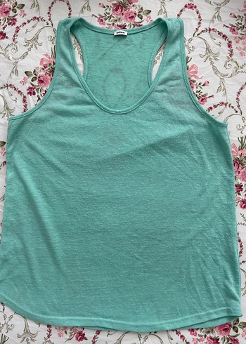 Turkuaz Keten Rahat Kadın Atlet - Görsel 2