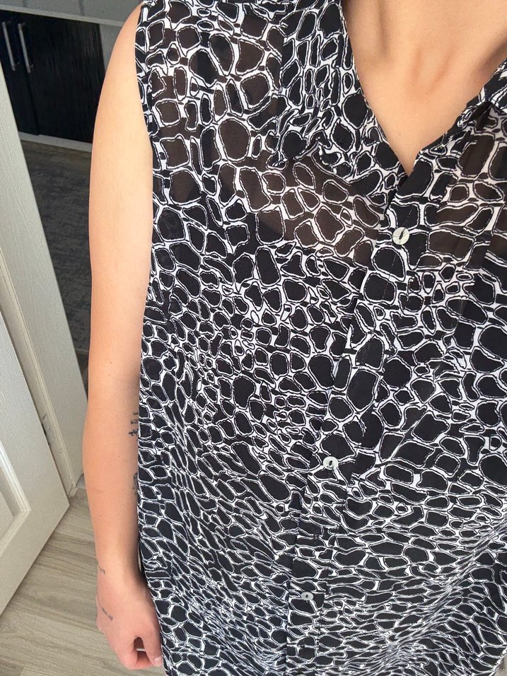 Gri Leopar Desenli Transparan Mini Elbise - Görsel 3