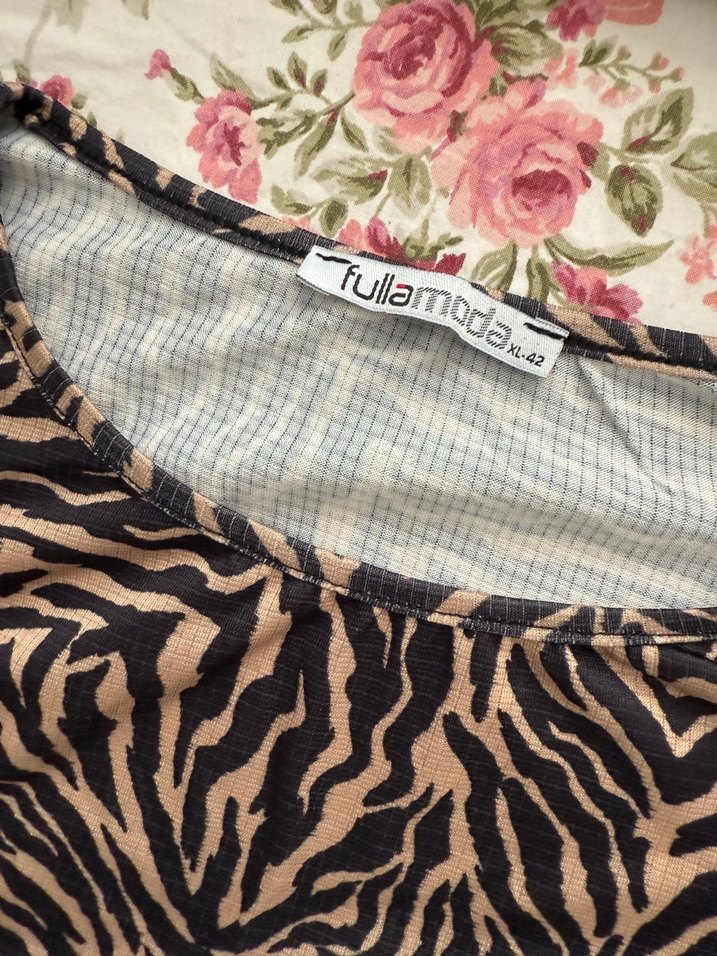 Kadın Kahverengi Zebra Desenli Bohem Bluz - Görsel 3