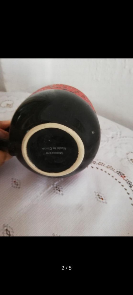 Kırmızı İç Renkli Siyah Kulplu Kupa - Görsel 5