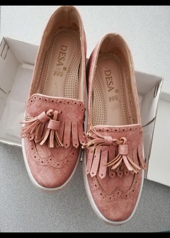 Pembe süet püsküllü kız çocuk loafer ayakkabı - Görsel 3