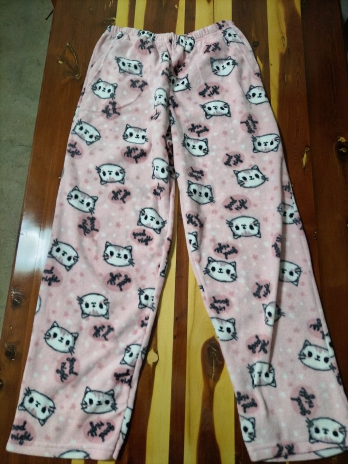 Pembe Peluş Kedi Desenli Ev Kıyafeti - Görsel 4