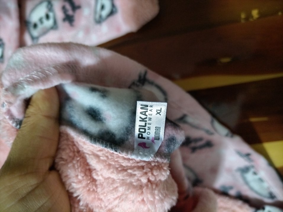 Pembe Peluş Kedi Desenli Ev Kıyafeti - Görsel 2