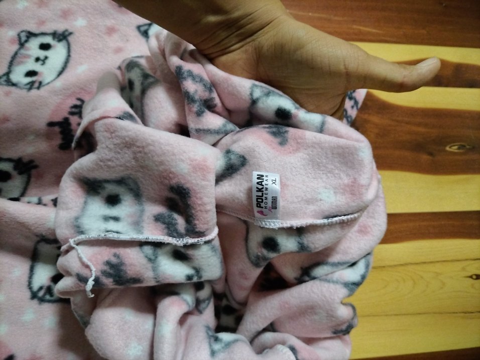 Pembe Peluş Kedi Desenli Ev Kıyafeti - Görsel 5