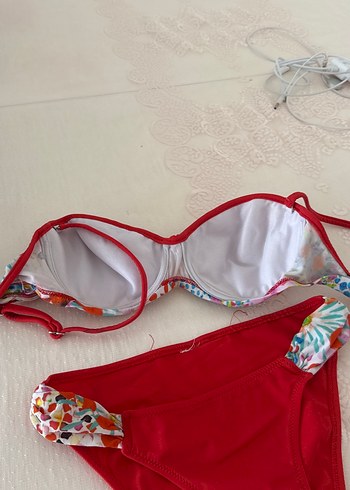 36 Beden kırmızı Renk Bohem Tarzda Renkli Bağlamalı Mini Bikini
