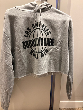 m Beden Gri Crop Top Sweatshirt