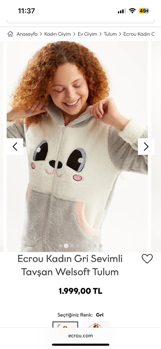 Gri Tavşan Figürlü Welsoft Tulum - Görsel 2