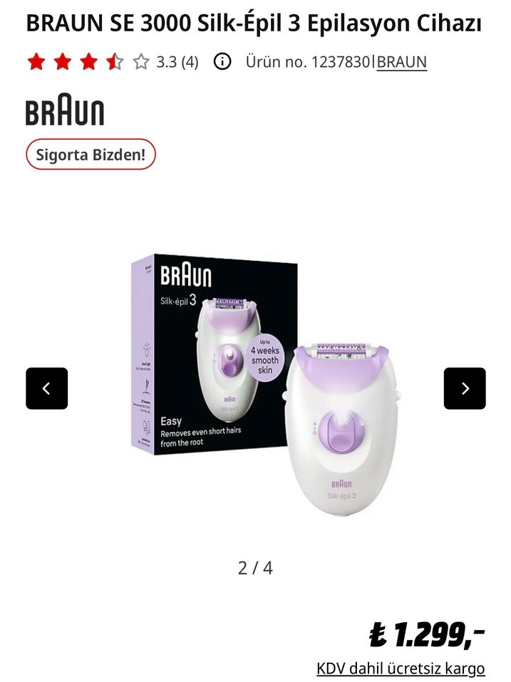 Braun Silk-épil 3 Mor Epilatör - Görsel 2