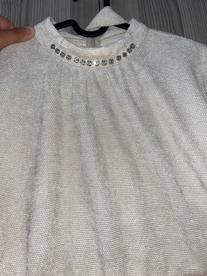 Bej kışlık kadife tesettür Elbise - Görsel 4