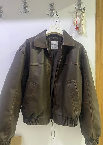 Kahverengi Kadın Deri Ceket - Görsel 5