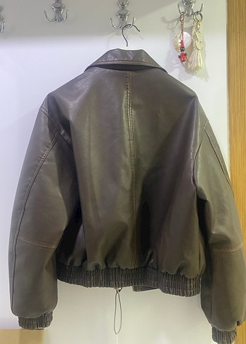 Kahverengi Kadın Deri Ceket - Görsel 6