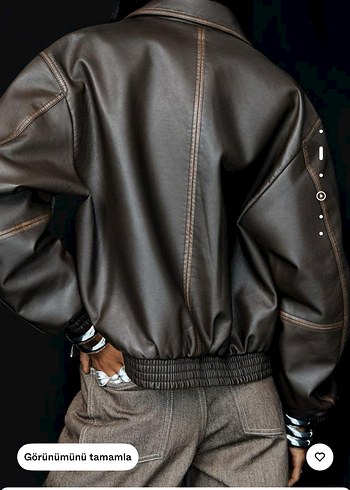 Kahverengi Kadın Deri Ceket - Görsel 4