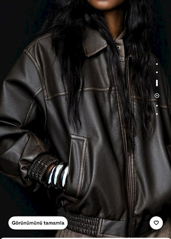 Kahverengi Kadın Deri Ceket - Görsel 3