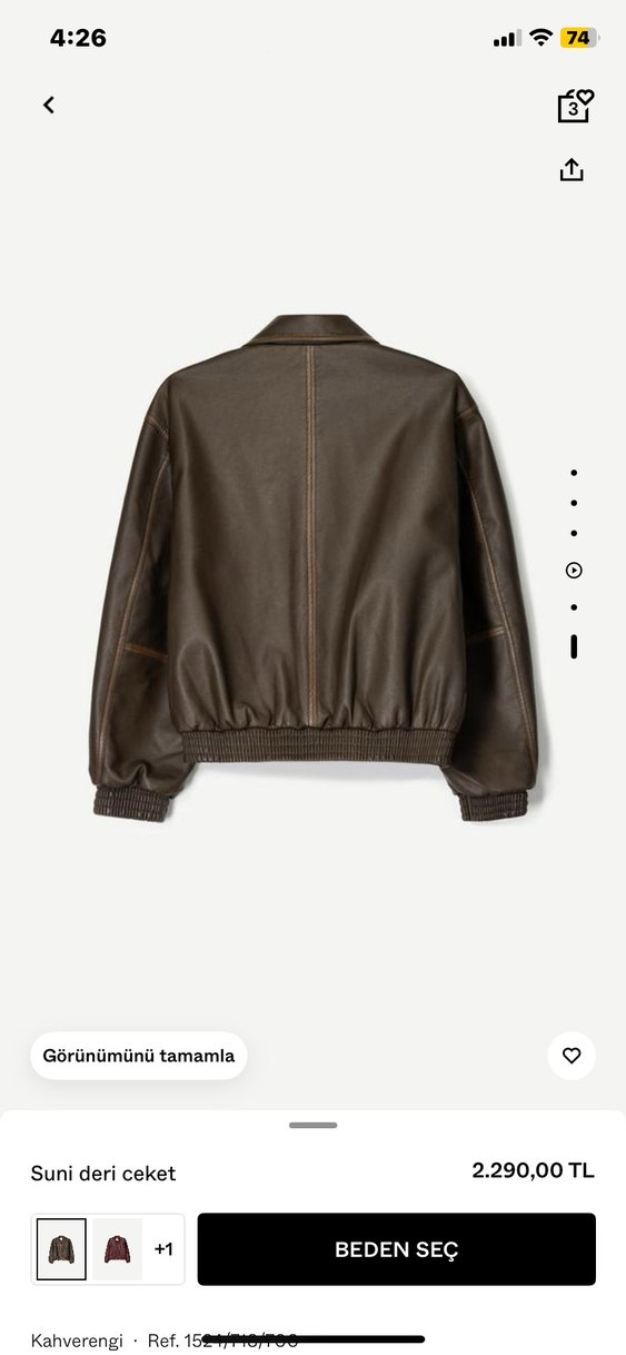 Kahverengi Kadın Deri Ceket - Görsel 2