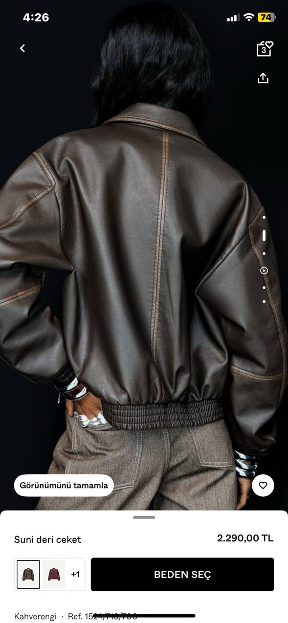 Kahverengi Kadın Deri Ceket - Görsel 4