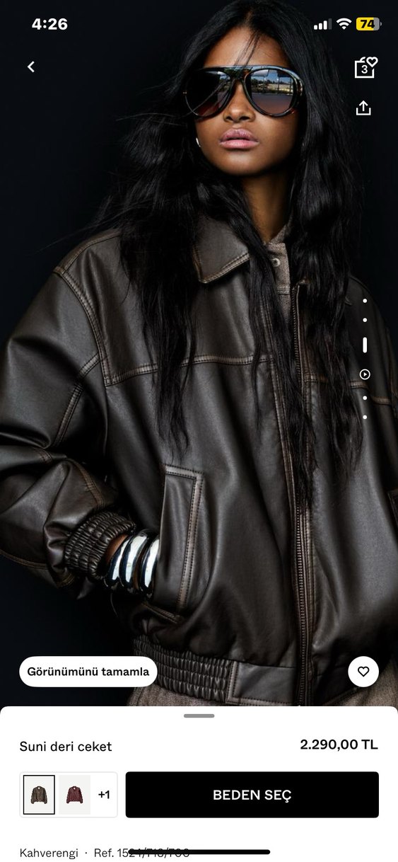 Kahverengi Kadın Deri Ceket - Görsel 3