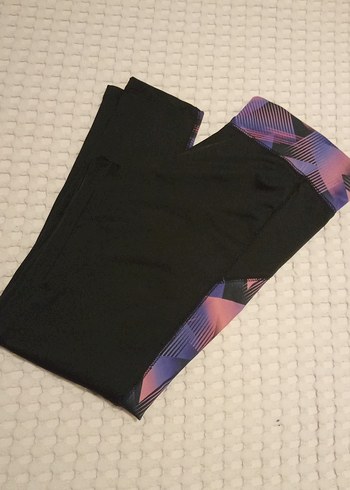 10 Yaş Beden Siyah Tie-Dye Desenli Spor Tayt