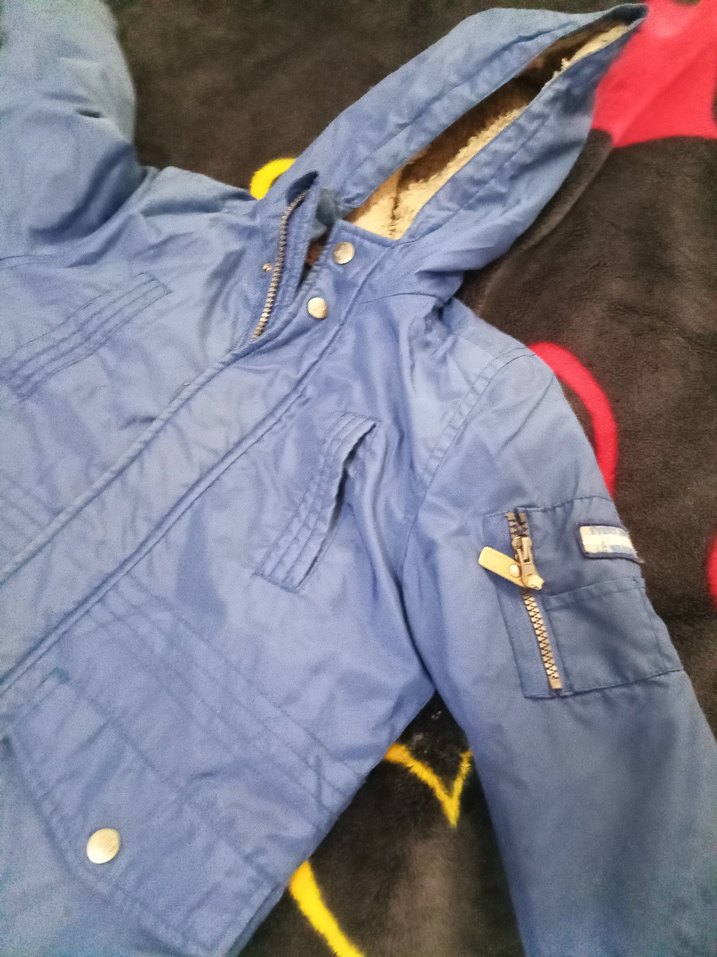 Koyu Mavi Kürklü Erkek Çocuk Mont - Görsel 2