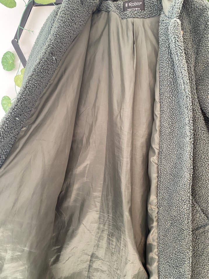 Çağla yeşili Uzun Kadın Kaban - Görsel 2