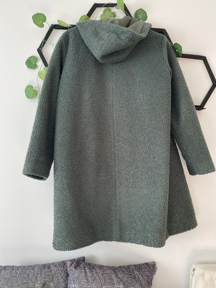 Çağla yeşili Uzun Kadın Kaban - Görsel 4