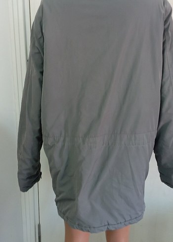 Gri Düğmeli Midi Kadın Parka - Görsel 4