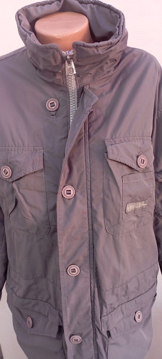 Gri Düğmeli Midi Kadın Parka - Görsel 3