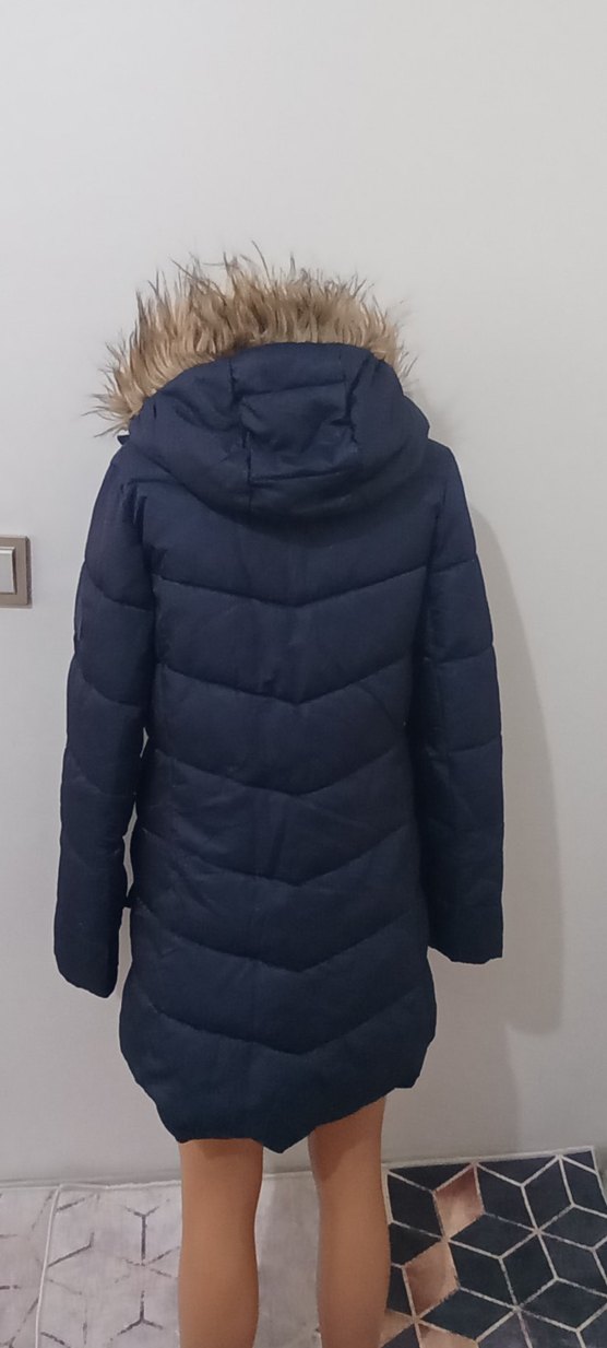 Kadın Lacivert Midi Kaban Kürklü - Görsel 3