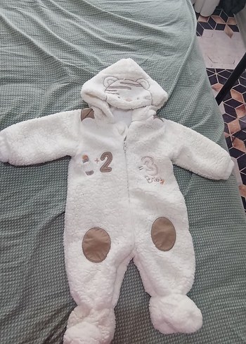Bebek Erkek Beyaz Kürklü Tulum - Görsel 2