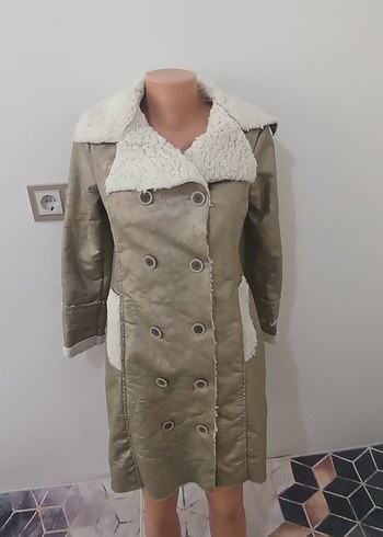 Bej Kadın Süet Uzun Düğmeli Kaban - Görsel 2