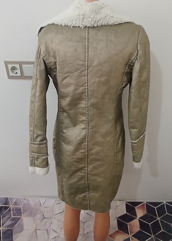 Bej Kadın Süet Uzun Düğmeli Kaban - Görsel 5