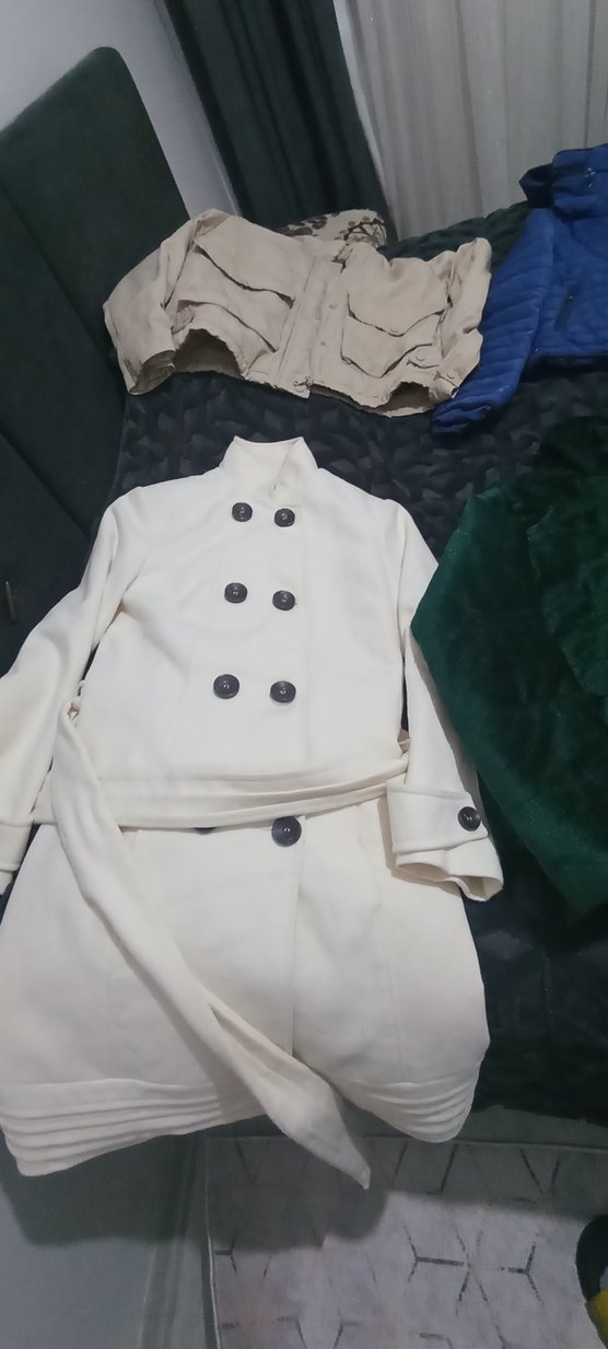 Sarı Süet Kadın Ceket Kürk Detaylı - Görsel 2