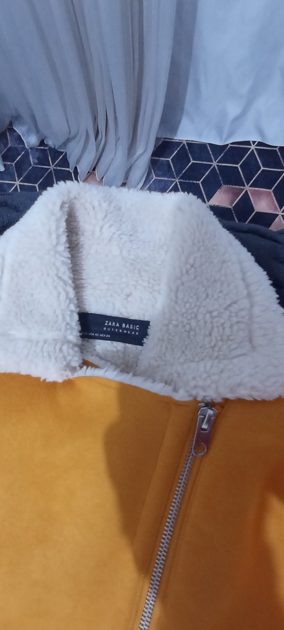 Sarı Süet Kadın Ceket Kürk Detaylı - Görsel 5