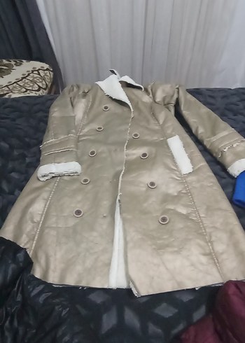 Sarı Kürklü Kadın Kışlık Mont - Görsel 4