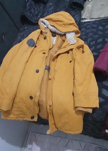 Sarı Kürklü Kadın Kışlık Mont - Görsel 6