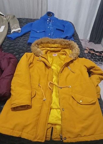 Sarı Kürklü Kadın Kışlık Mont - Görsel 7